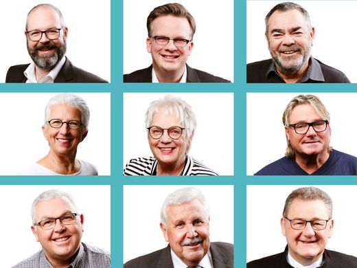 Der neue Vorstand (von links oben nach rechts unten) - Vorsitzender: Michael Marsch, Stellvetretender Vorsitzender: Sven Richard, Schatzmeister: Heinrich Roßkopf, Beisitzer: Urusla Kraft, Ursula Kresnicka, Michael Lange, Andreas Schmidt, Klaus Unger und Horst Wenner.